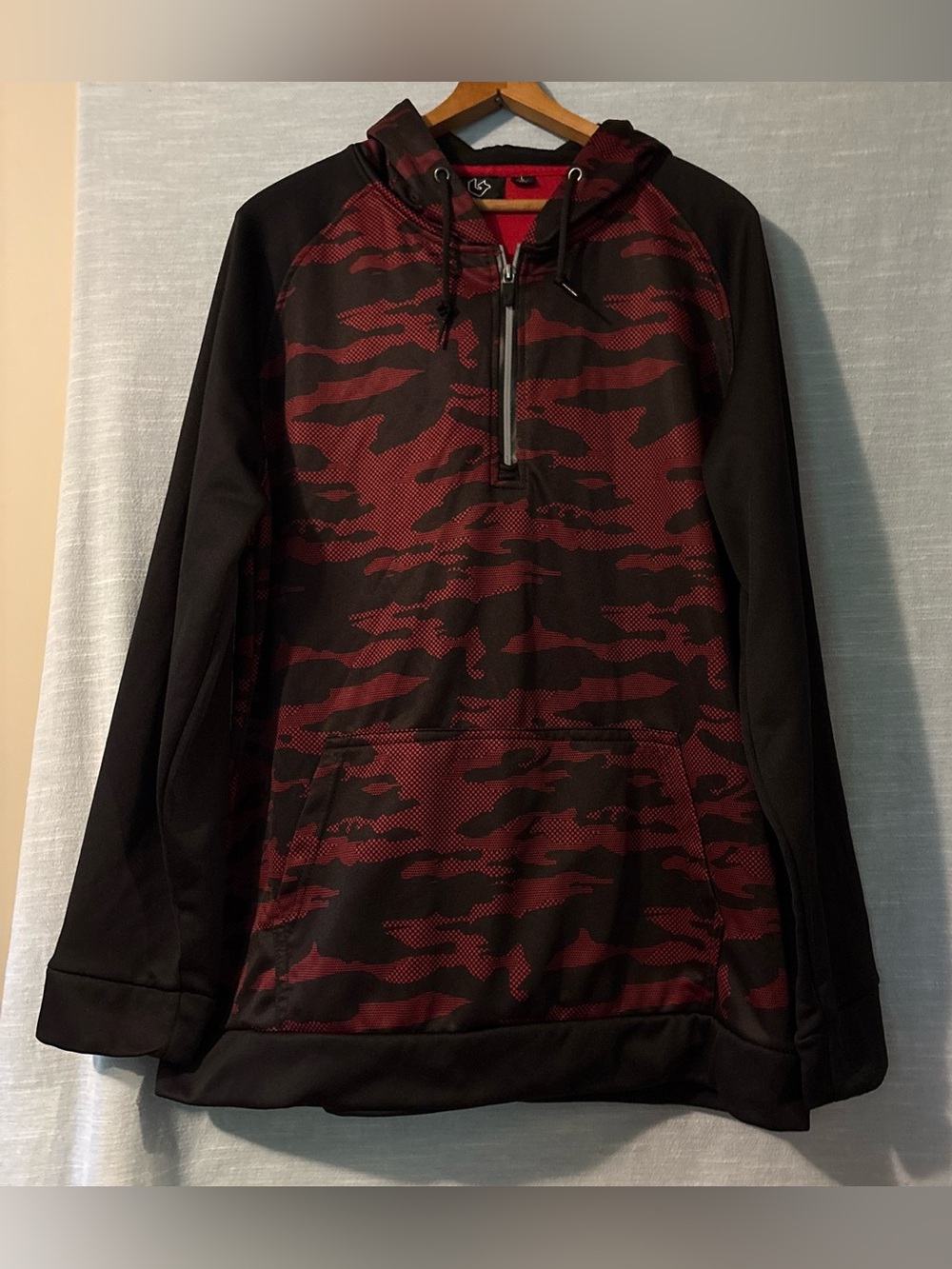 Burnside Hoodie Pullover Long Sleeve 1/4 Zip Black/Red Camo Men’s Sz L NWOT